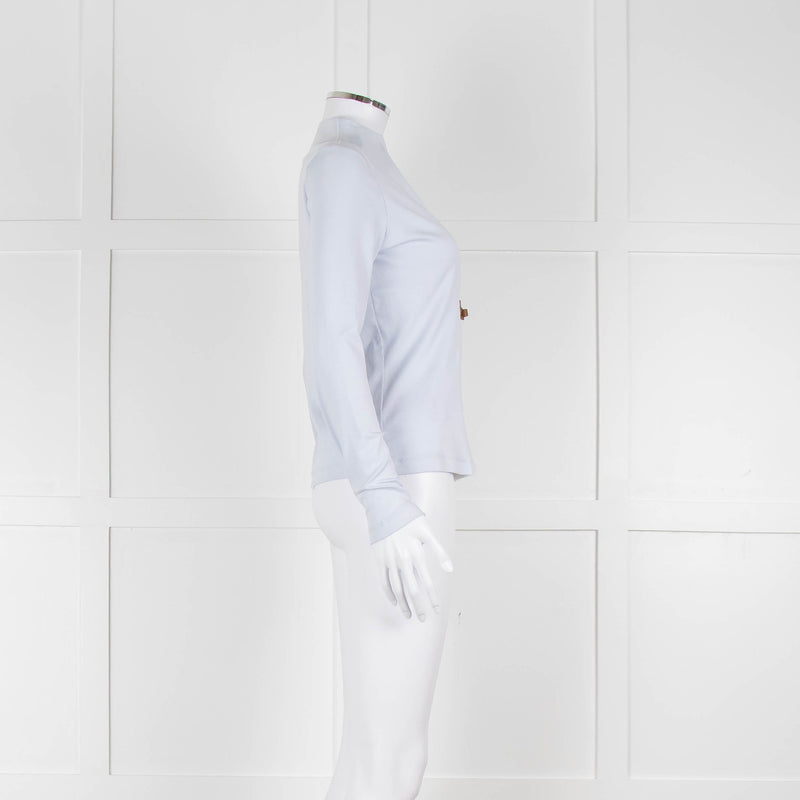 Fabiana Filippi Light Blue White Front Button Long Sleeve Top