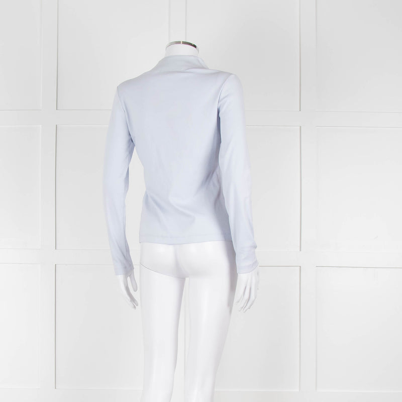 Fabiana Filippi Light Blue White Front Button Long Sleeve Top