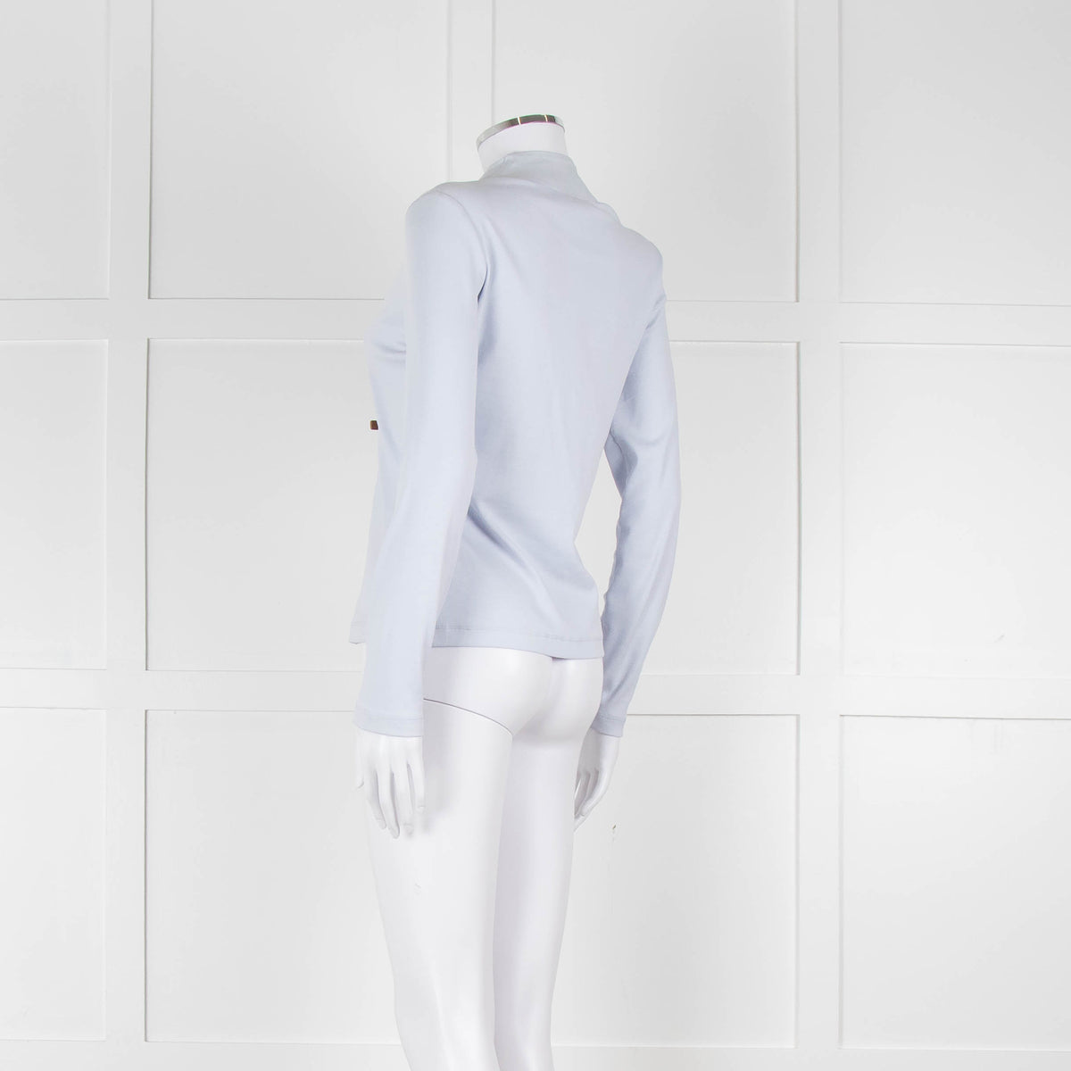 Fabiana Filippi Light Blue White Front Button Long Sleeve Top