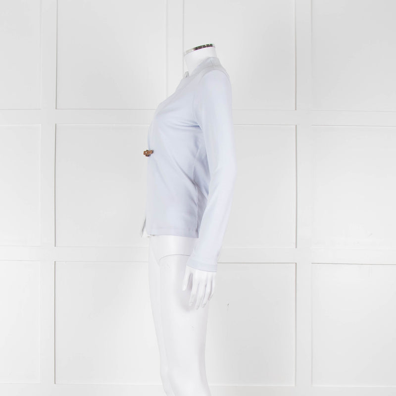 Fabiana Filippi Light Blue White Front Button Long Sleeve Top