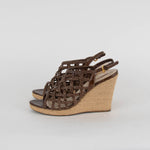 Prada Sport Brown Woven Leather Wedge Espadrilles