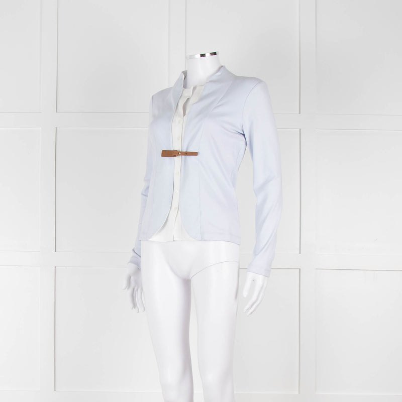 Fabiana Filippi Light Blue White Front Button Long Sleeve Top