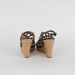 Prada Sport Brown Woven Leather Wedge Espadrilles