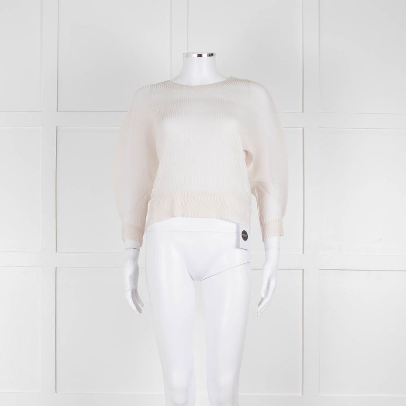 Issey Miyake Off White Crinkled Long Sleeve Top