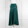 Self Portrait Green Ruched Gold Ring Detail Maxi Skirt