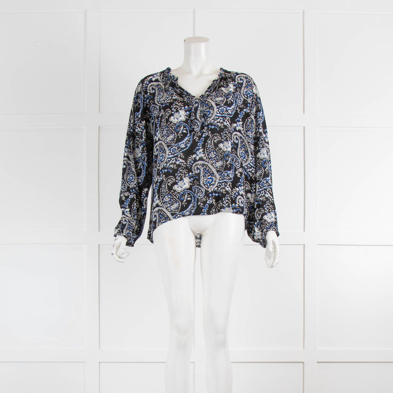 Moliin Blue Black Paisley Print Blouse