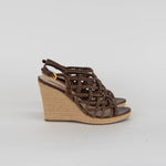 Prada Sport Brown Woven Leather Wedge Espadrilles