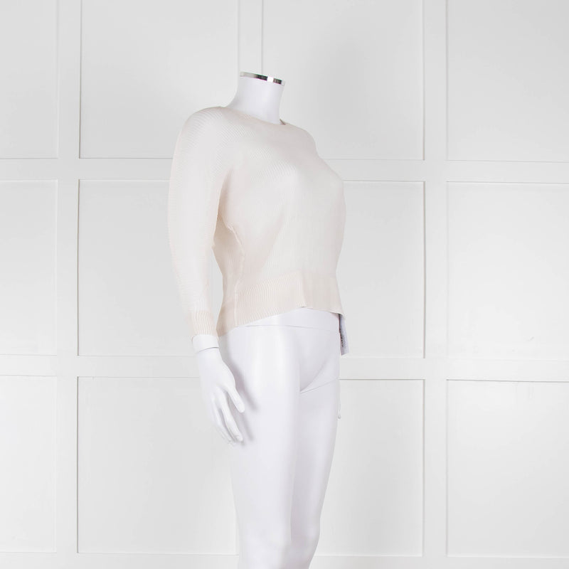 Issey Miyake Off White Crinkled Long Sleeve Top