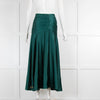 Self Portrait Green Ruched Gold Ring Detail Maxi Skirt