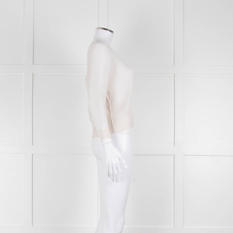 Issey Miyake Off White Crinkled Long Sleeve Top