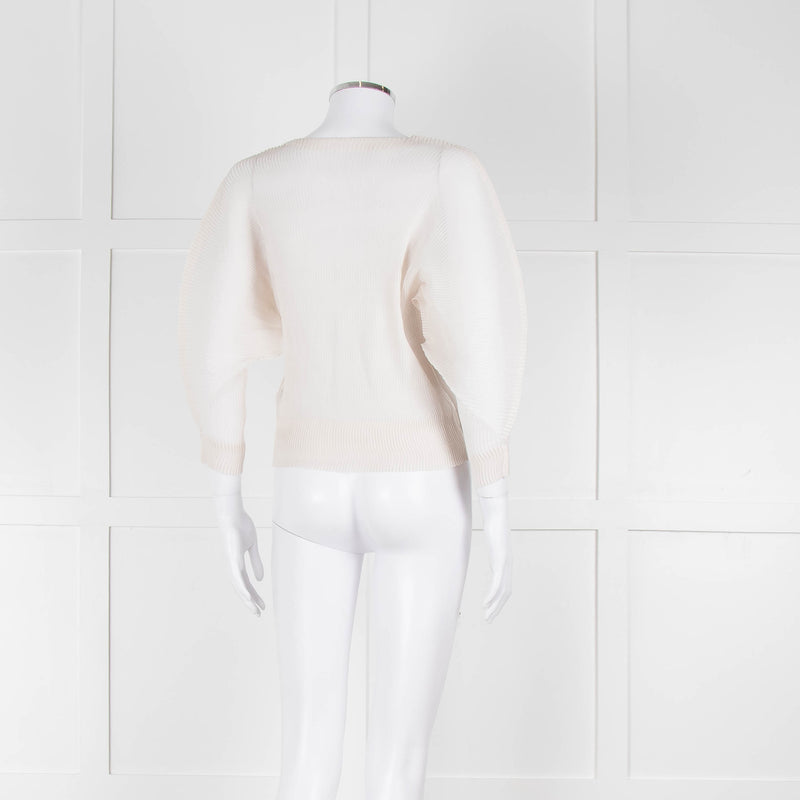 Issey Miyake Off White Crinkled Long Sleeve Top