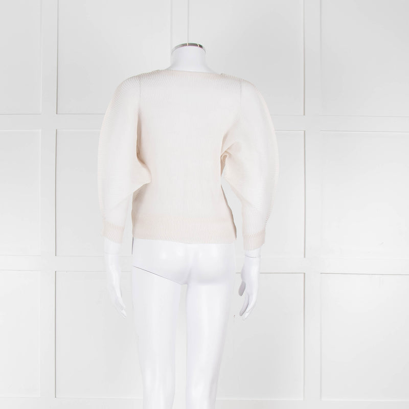 Issey Miyake Off White Crinkled Long Sleeve Top