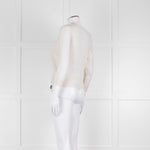 Issey Miyake Off White Crinkled Long Sleeve Top