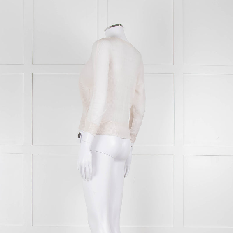 Issey Miyake Off White Crinkled Long Sleeve Top