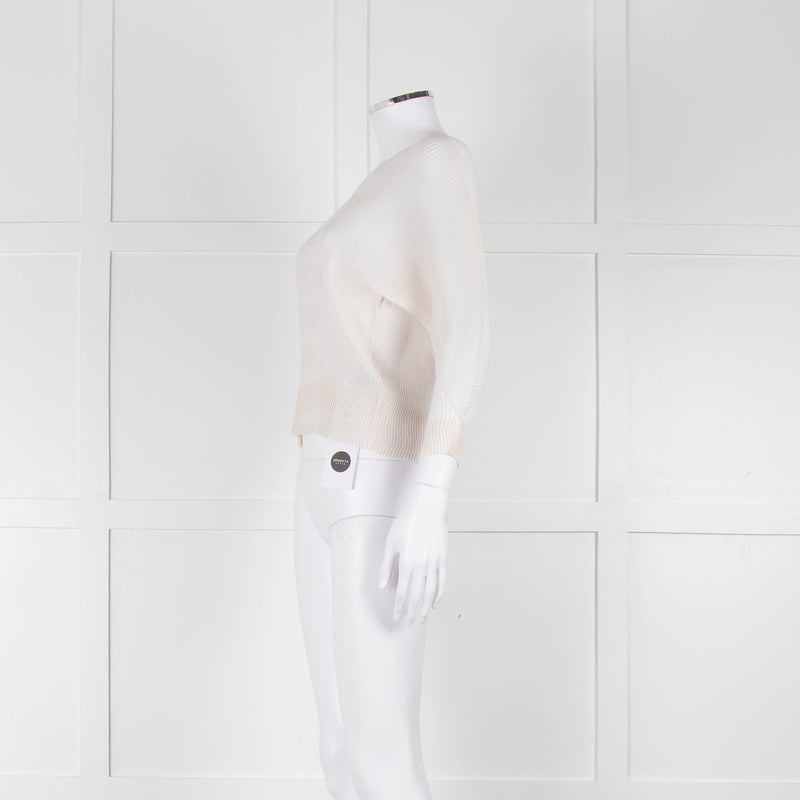 Issey Miyake Off White Crinkled Long Sleeve Top
