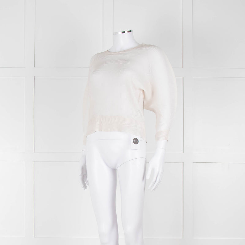 Issey Miyake Off White Crinkled Long Sleeve Top