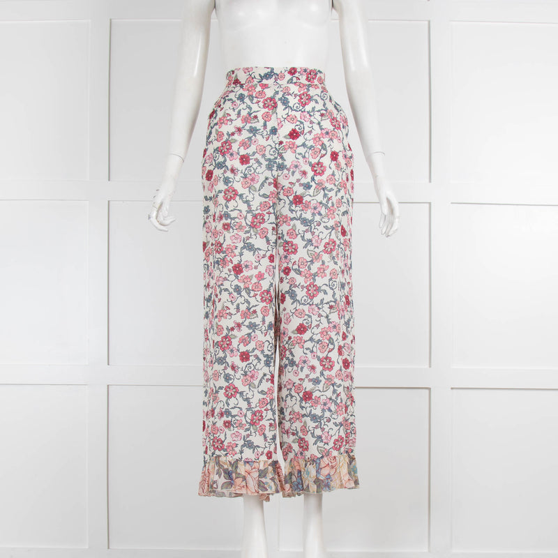 SeeByChloe Floral Trousers with Frilled Trim