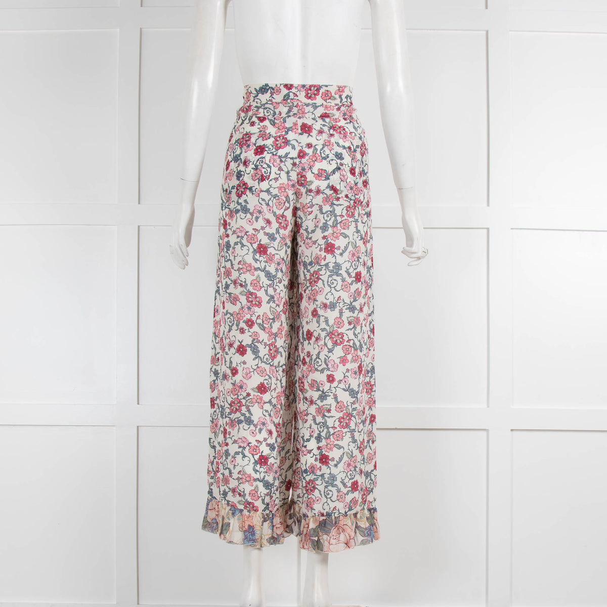 SeeByChloe Floral Trousers with Frilled Trim