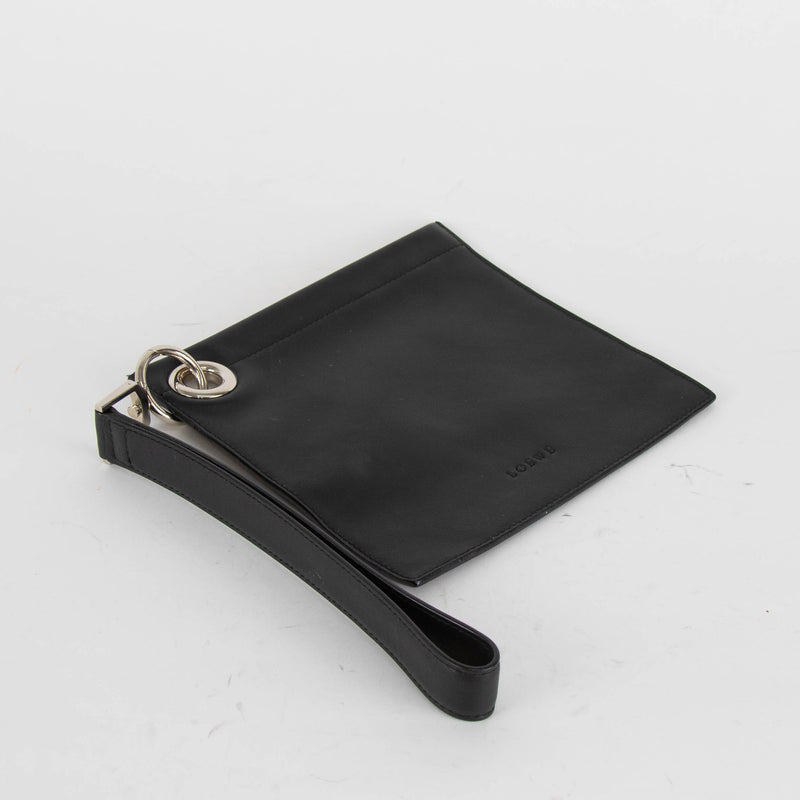 Loewe Black Leather Silver Hardware Pouch Bag