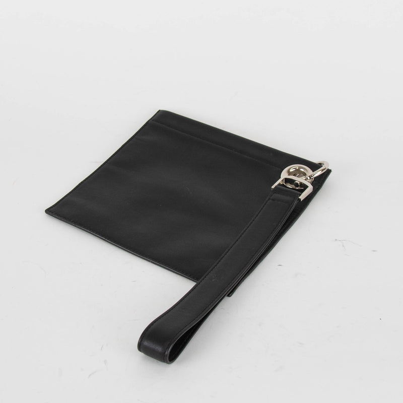 Loewe Black Leather Silver Hardware Pouch Bag