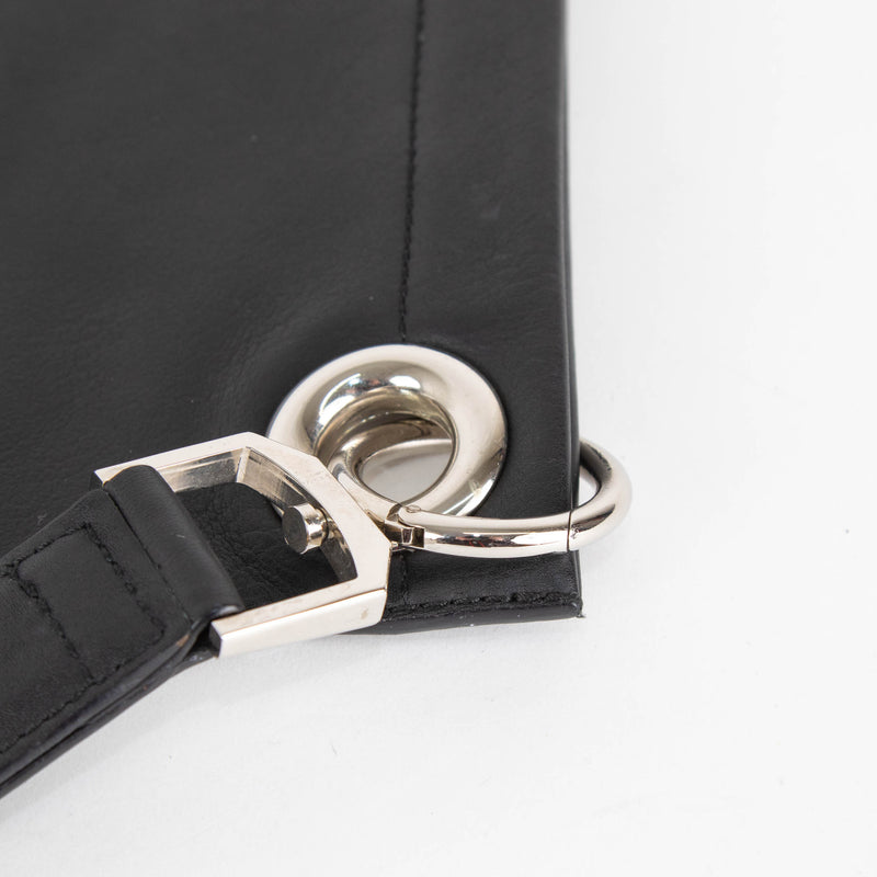 Loewe Black Leather Silver Hardware Pouch Bag