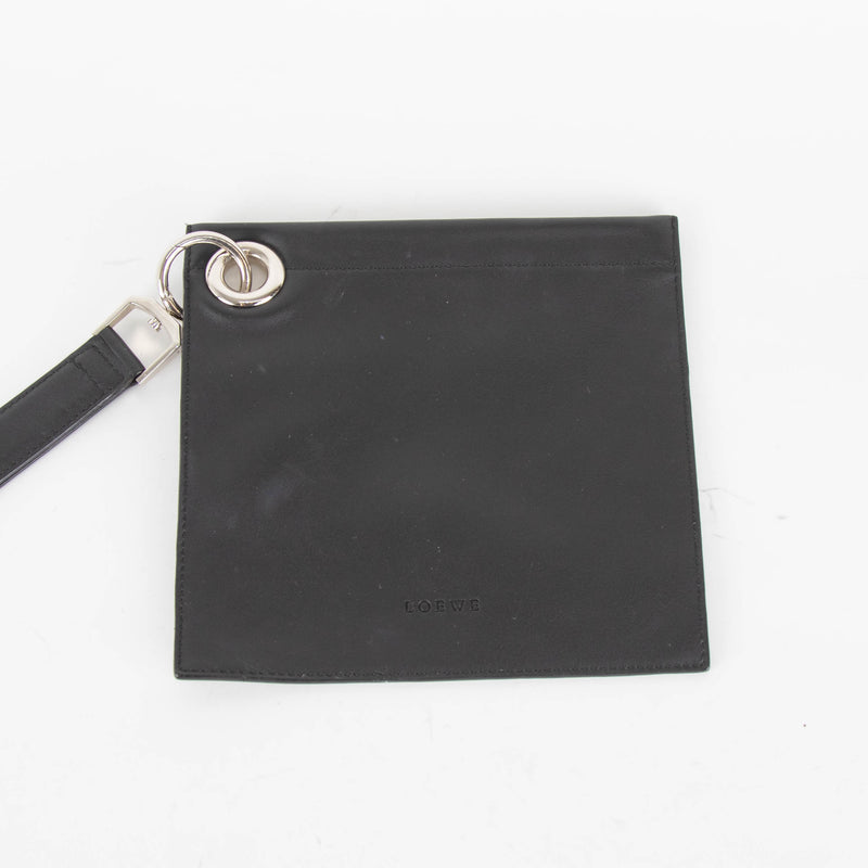Loewe Black Leather Silver Hardware Pouch Bag