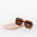 Chloe Brown Faux Tortoise Shell Square Frame Havana Sunglasses