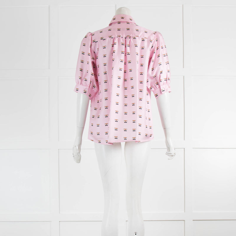 Lisou Pink Silk Shirt With Floral Print
