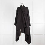 Norma Kamali Black Cotton Waterfall Coat