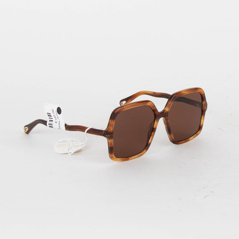 Chloe Brown Faux Tortoise Shell Square Frame Havana Sunglasses