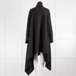 Norma Kamali Black Cotton Waterfall Coat