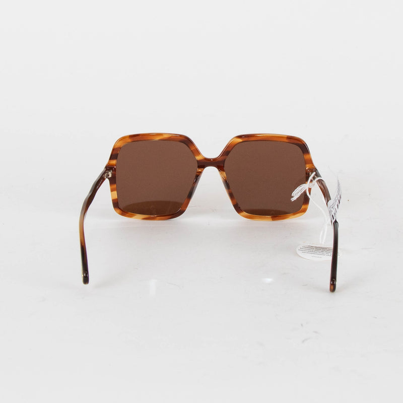 Chloe Brown Faux Tortoise Shell Square Frame Havana Sunglasses