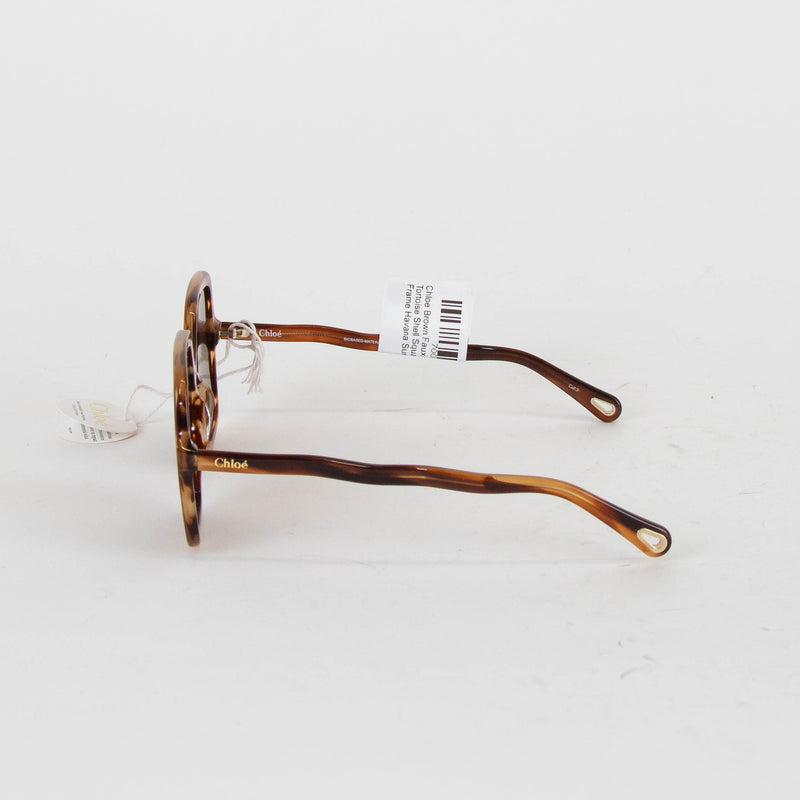 Chloe Brown Faux Tortoise Shell Square Frame Havana Sunglasses