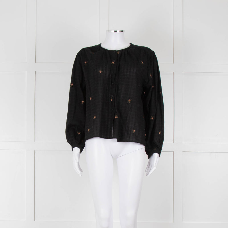Indi & Cold Black Floral Button Up Front
