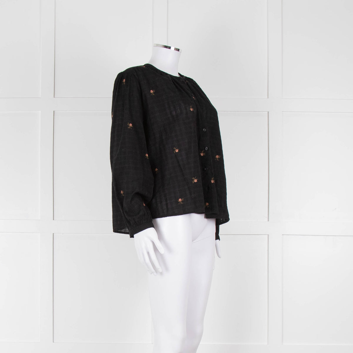 Indi & Cold Black Floral Button Up Front