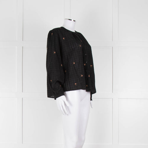 Indi & Cold Black Floral Button Up Front
