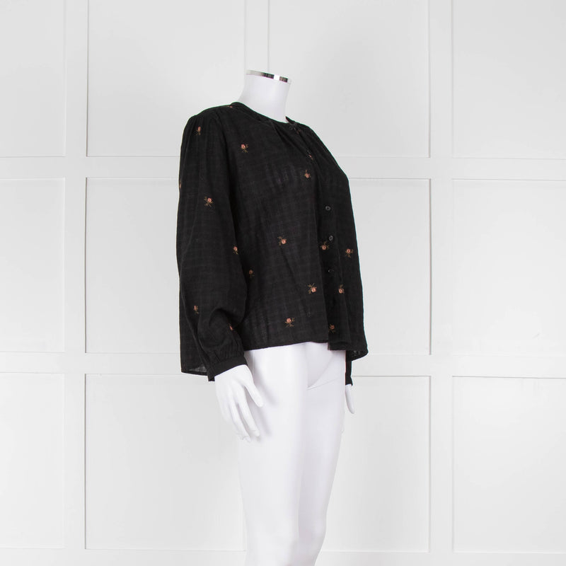 Indi & Cold Black Floral Button Up Front