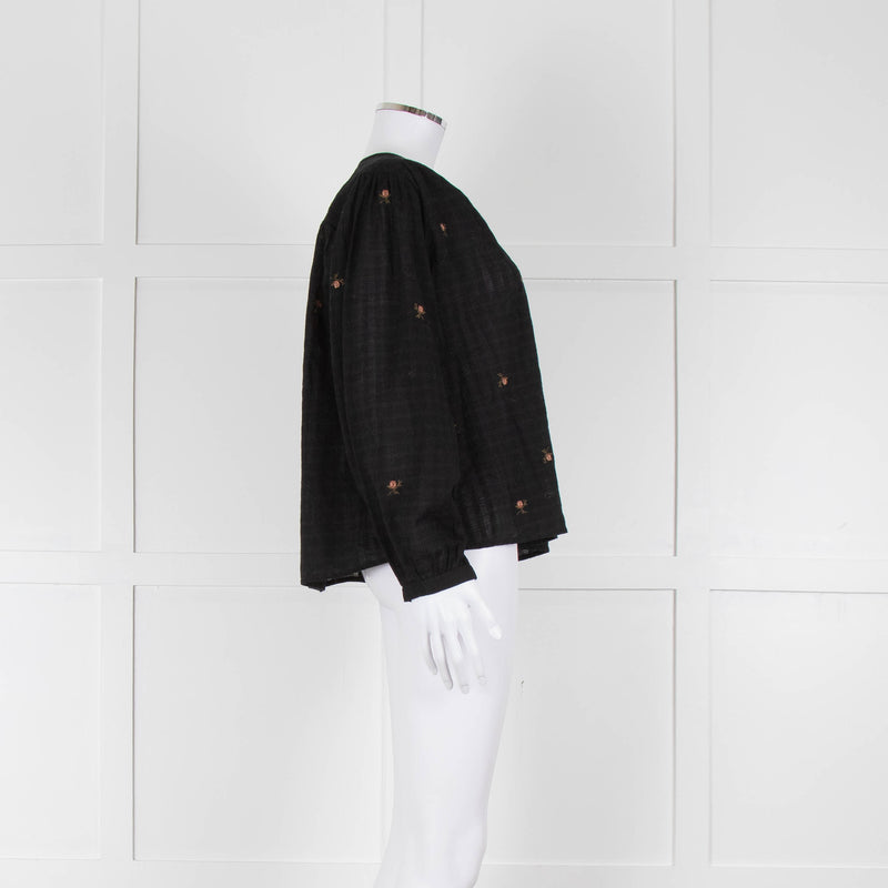 Indi & Cold Black Floral Button Up Front