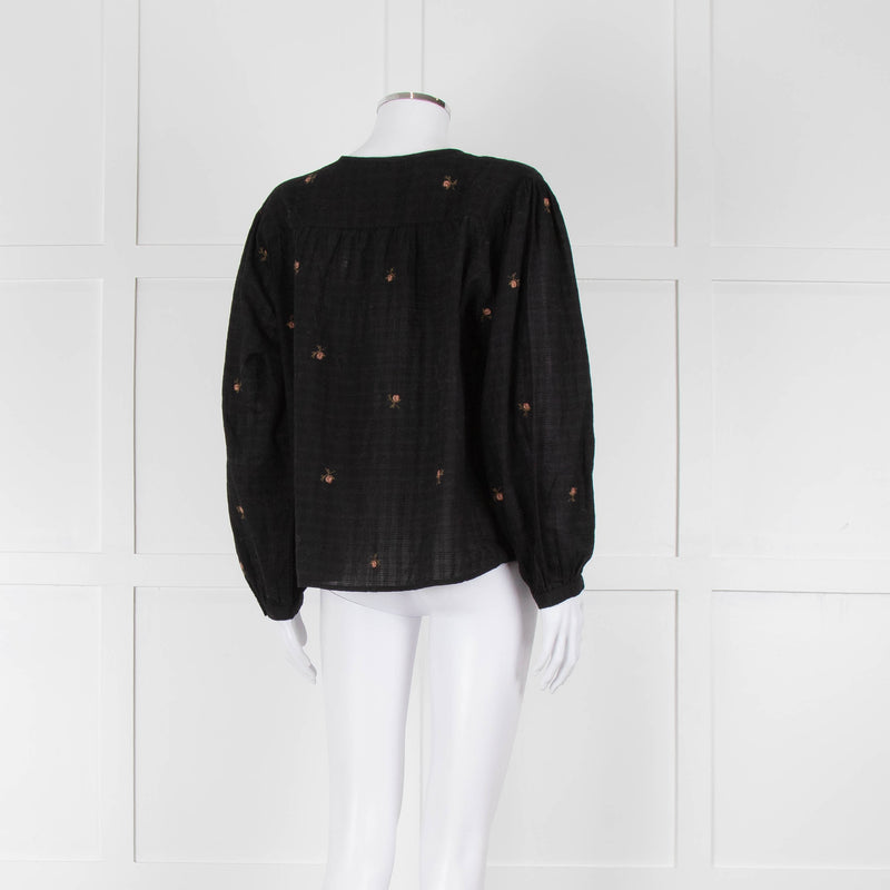 Indi & Cold Black Floral Button Up Front