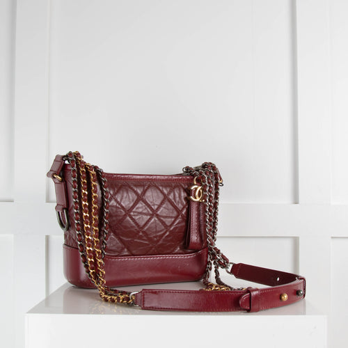 Chanel Bordeaux Gabrielle Aged Calfskin Leather Small Bag