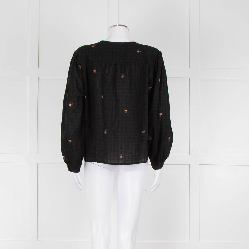 Indi & Cold Black Floral Button Up Front