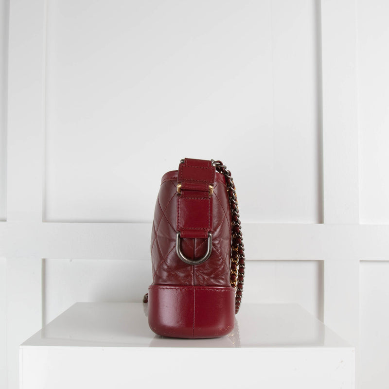 Chanel Bordeaux Gabrielle Aged Calfskin Leather Small Bag
