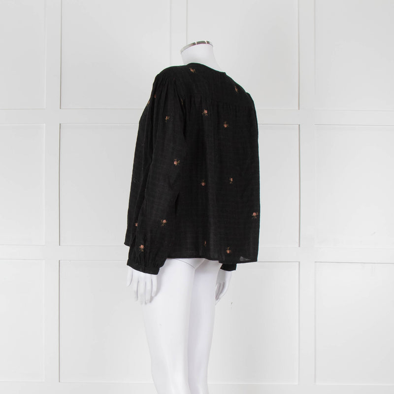 Indi & Cold Black Floral Button Up Front