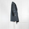 Luisa Cerano Teal Wool Fringed Coat With Padded Goose Down Sleeves
