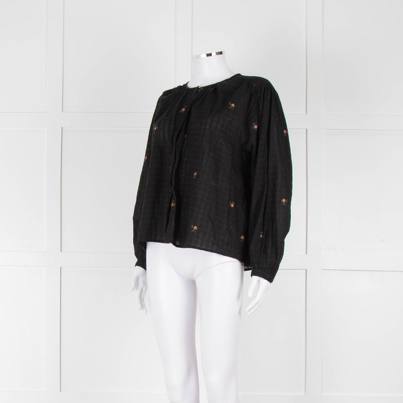 Indi & Cold Black Floral Button Up Front