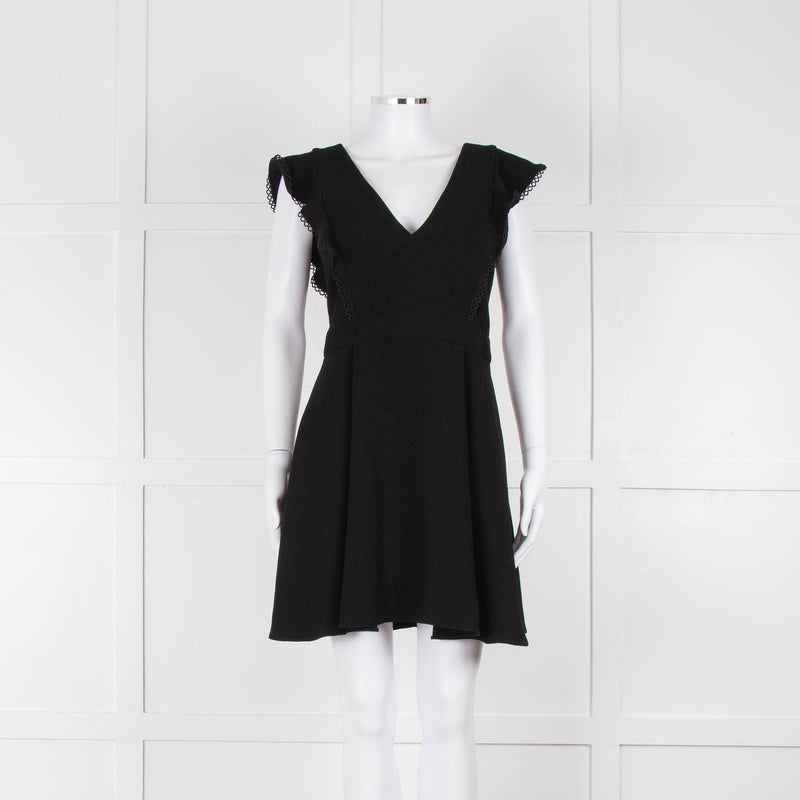 Ba&sh Black Deep V Neck Cap Sleeves Mini Dress