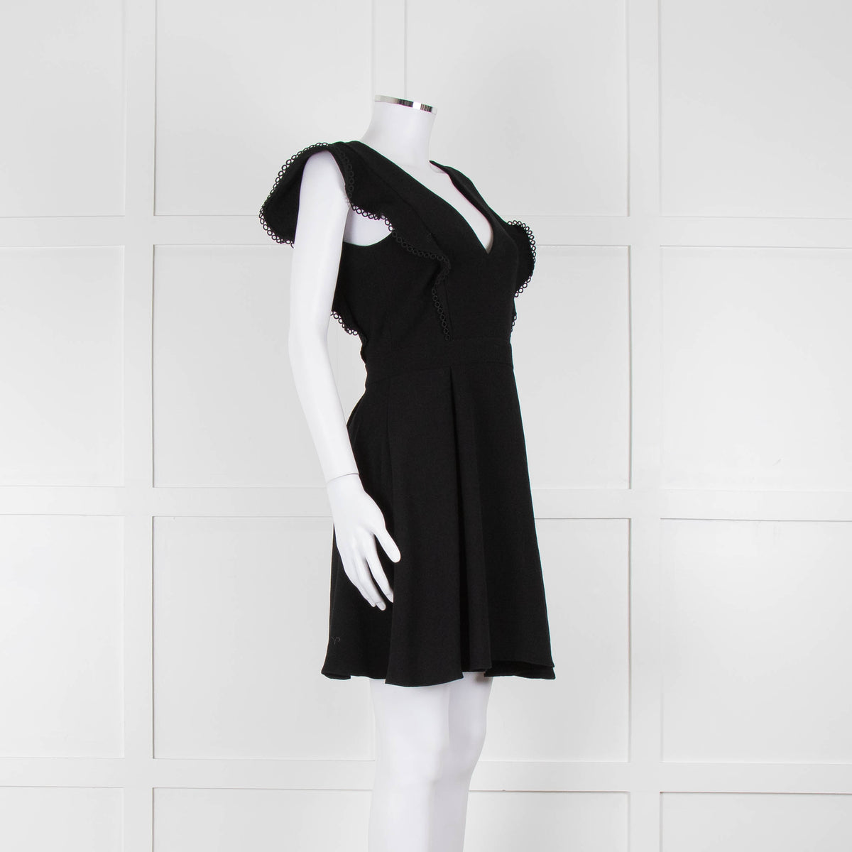 Ba&sh Black Deep V Neck Cap Sleeves Mini Dress