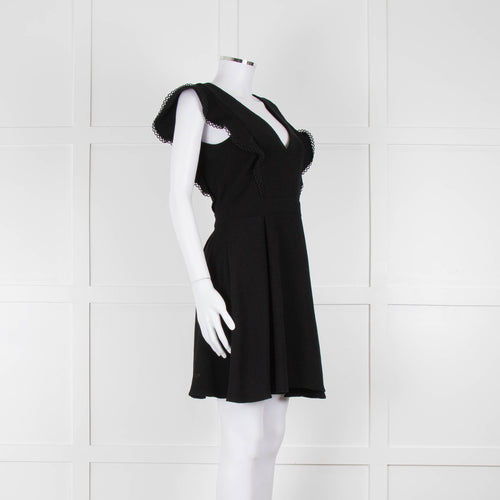 Ba&sh Black Deep V Neck Cap Sleeves Mini Dress