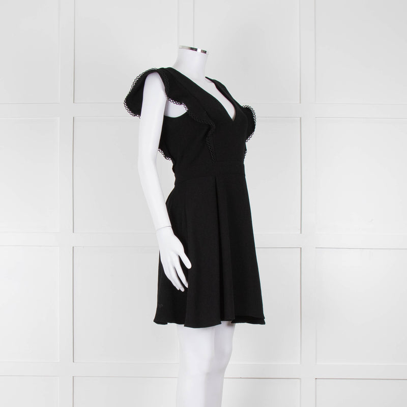 Ba&sh Black Deep V Neck Cap Sleeves Mini Dress