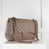 Chanel Taupe Caviar Leather Large Double Flap Bag